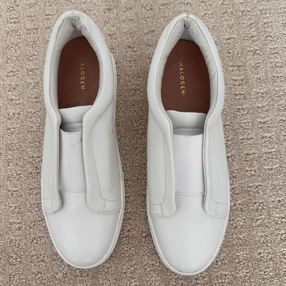 Halogen White Leather Slip-On Sneakers 7